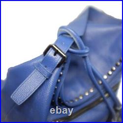 Laggo Hobo Shoulder Bag- Slouchy Oversized R. Blue Leather Silver Studs Tassels