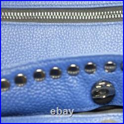 Laggo Hobo Shoulder Bag- Slouchy Oversized R. Blue Leather Silver Studs Tassels