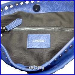 Laggo Hobo Shoulder Bag- Slouchy Oversized R. Blue Leather Silver Studs Tassels