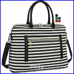 Laptop Bag for Women 15.6 Inch Laptop Tote Bag Canvas Stripe Work Bag Black