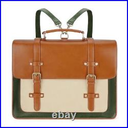 Laptop Bag for Women Vegan Leather Messenger Bag Fashion Briefcase Green-brown