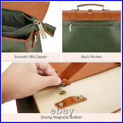 Laptop Bag for Women Vegan Leather Messenger Bag Fashion Briefcase Green-brown