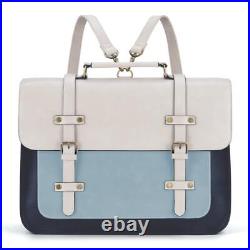 Laptop Bag for Women Vegan Leather Messenger Bag Fashion Briefcase Light Blue