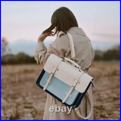 Laptop Bag for Women Vegan Leather Messenger Bag Fashion Briefcase Light Blue