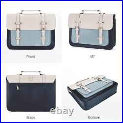 Laptop Bag for Women Vegan Leather Messenger Bag Fashion Briefcase Light Blue