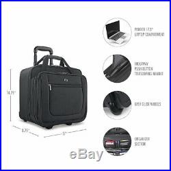 Laptop Rolling Bag Solo 17.3 inch Computer For Women Men Black Padded Briefcase