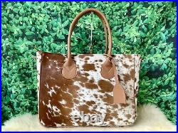 Large Cowhide Tote Purse Handbag Leather Shoulder Laptop Bag Womens Brown