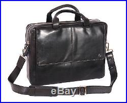 Large REAL Leather BRIEFCASE Man Women BLACK Laptop Bag Office Business Bag NEW