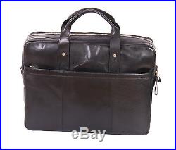 Large REAL Leather BRIEFCASE Man Women BLACK Laptop Bag Office Business Bag NEW