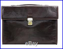 Leather Attache Case Mens Womens Lawyer Laptop Briefcase Messenger Bag Wallet