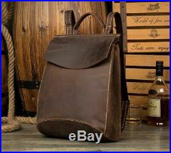 Leather Backpack Laptop Handcraft Bags Solid Soft School Strap Cowhide Man Women