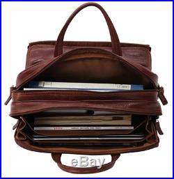 Leather Briefcase Lawyer Laptop Messenger Bag Wallet Attache Case Mens Womens