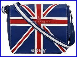Leather Cross Body Unisex Bag Union Jack Blue Laptop, Satchel, Messenger Bag 2760