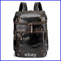 Leather Laptop Backpack Waterproof Men Women Teenager Fashion School Travel Bag