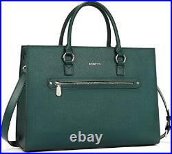 Leather Laptop Briefcase For Women Shoulder Bag 15.6 Inch Business Computer Tote