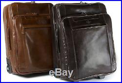 Leather Laptop Cabin Size Wheeled Hand Luggage Business Trolley Case Flight Bag