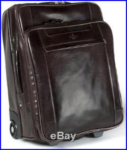 Leather Laptop Cabin Size Wheeled Hand Luggage Business Trolley Case Flight Bag