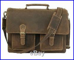 Leather Laptop Messenger Bag Vintage Briefcase Satchel for Men and Women 16 Inch