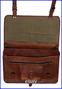 Leather Laptop Messenger Satchel Office College Briefcase Bag for men & women