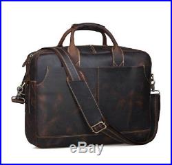 Leather Lawyer Womens Mens Messenger Bag Attache Case Wallet Laptop Briefcase