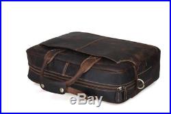 Leather Lawyer Womens Mens Messenger Bag Attache Case Wallet Laptop Briefcase