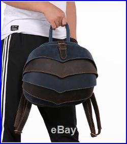 Leather Men Womens Backpack School Casual Genuine Cowhide Laptop Travel Rucksack