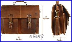 Leather Messenger Bag for Men & Women, Vintage Business Briefcase for Laptops &