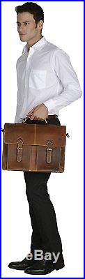 Leather Messenger Bag for Men & Women, Vintage Business Briefcase for Laptops &