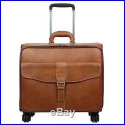 Leather Rolling Laptop Bag Luggage Case Suitcase Briefcase Roller Weekend Duffle