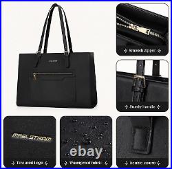 Leather Tote Bag, Laptop Bag for Women, Waterproof Briefcase with Clutch Bag, Wo