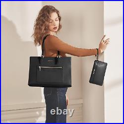 Leather Tote Bag, Laptop Bag for Women, Waterproof Briefcase with Clutch Bag, Wo