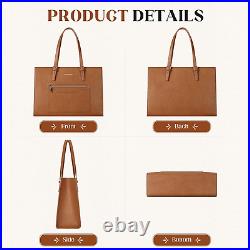 Leather Tote Bag, Laptop Bag for Women, Waterproof Briefcase with Clutch Bag, Wo