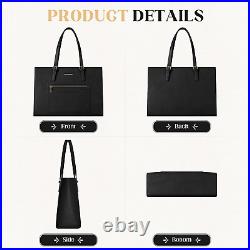 Leather Tote Bag, Laptop Bag for Women, Waterproof Briefcase with Clutch Bag, Wo