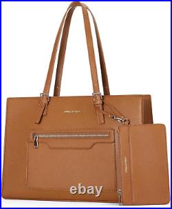 Leather Tote Bag, Laptop Bag for Women, Waterproof Briefcase with Clutch Bag, Wo