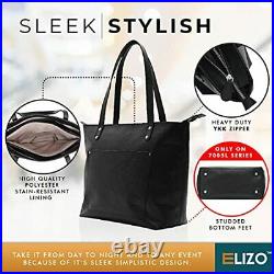 Leather Tote Bag REAL Leather Laptop Bag For Women XL-Extra Large Black