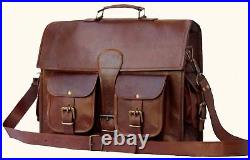 Leather Vintage Messenger Shoulder Men Satchel Women Laptop School Briefcase Bag