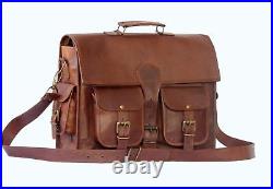 Leather Vintage Messenger Shoulder Men Satchel Women Laptop School Briefcase Bag