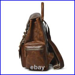 Leather brown laptop travel backpack for women small carry on backpack for women