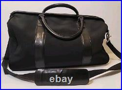 Levenger Black Nylon Leather Trim 17 Tote Bag Messenger Travel Laptop Crossbody