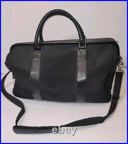 Levenger Black Nylon Leather Trim 17 Tote Bag Messenger Travel Laptop Crossbody