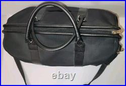 Levenger Black Nylon Leather Trim 17 Tote Bag Messenger Travel Laptop Crossbody