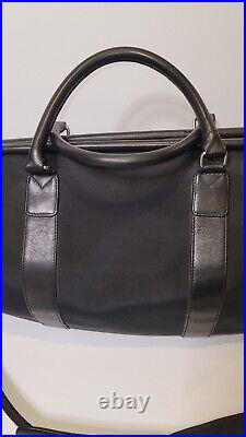 Levenger Black Nylon Leather Trim 17 Tote Bag Messenger Travel Laptop Crossbody