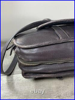 Levenger Bomber Distressed Brown Leather Shoulder Bag Briefcase Messenger School