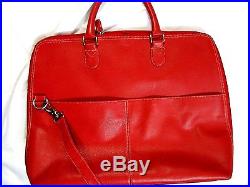 Levenger Majorca Women's Expandable Laptop Messenger Bag Leather Red Zip Around