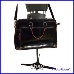 Lodis Audrey Black and Red Large Crossbody Leather Briefcase Laptop Bag