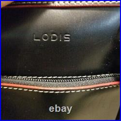 Lodis Audrey Black and Red Large Crossbody Leather Briefcase Laptop Bag