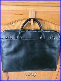 Lodis Leather Crossbody Briefcase Laptop Bag 3 Sections Zipper Black Nwot