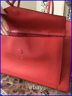 Lodis Red Leather Laptop Business Bag Organizational Pocket Messenger