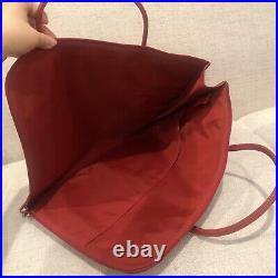 Longchamp Le Foulonne S Briefcase Red Leather Laptop Bag Made In France EUC
