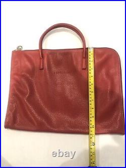 Longchamp Le Foulonne S Briefcase Red Leather Laptop Bag Made In France EUC